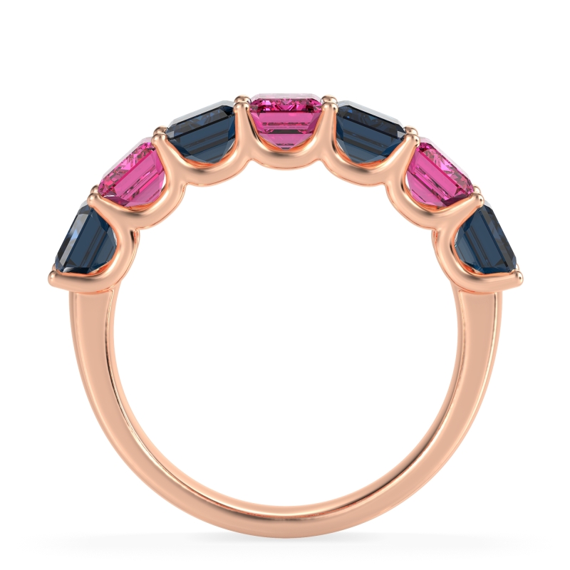 U Prong Half Eternity Emerald Cut Raha Band
