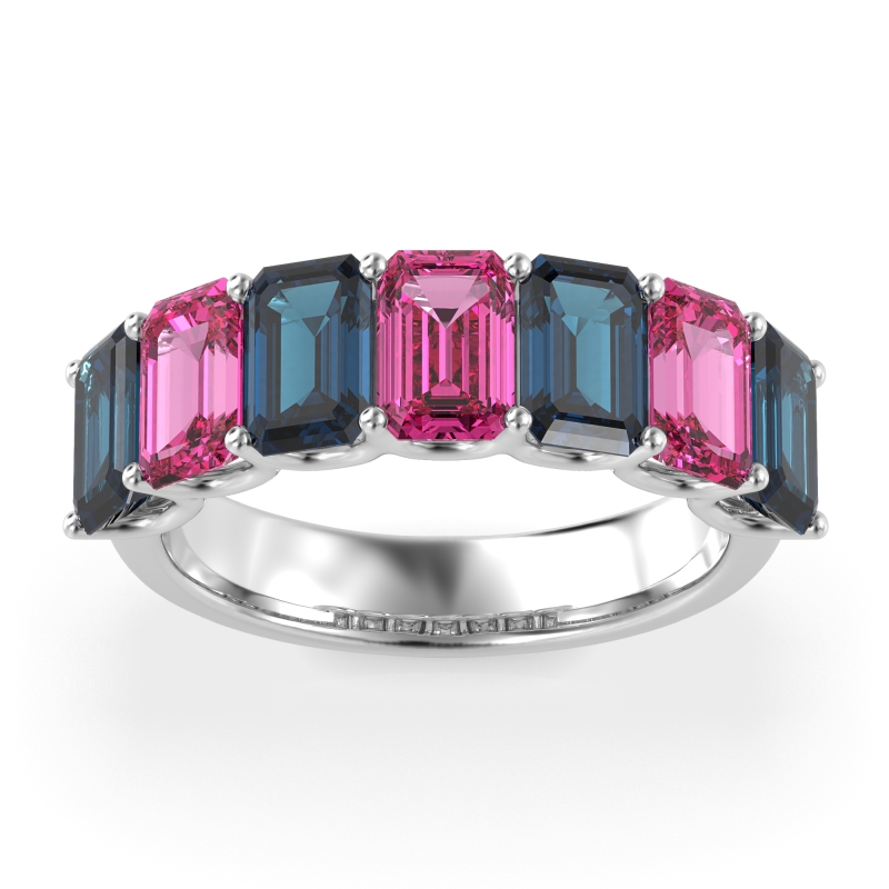 U Prong Half Eternity Emerald Cut Raha Band