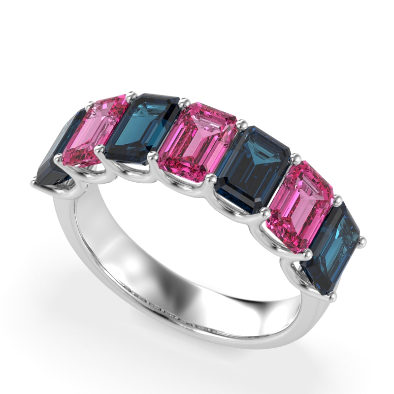 U Prong Half Eternity Emerald Cut Raha Band