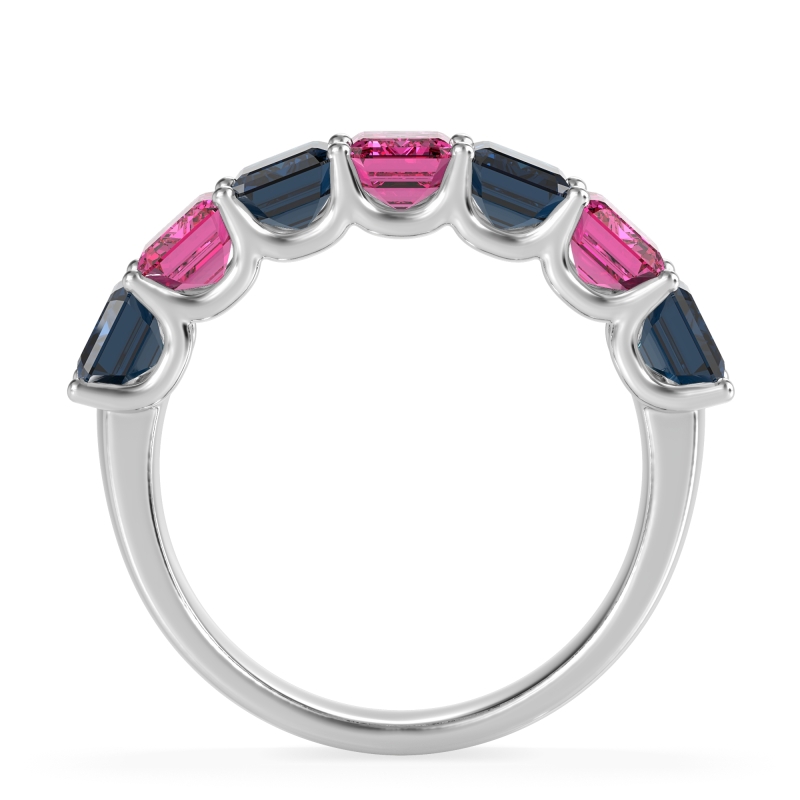 U Prong Half Eternity Emerald Cut Raha Band