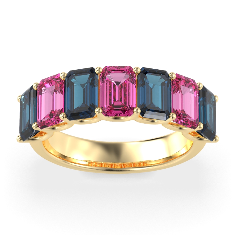 U Prong Half Eternity Emerald Cut Raha Band