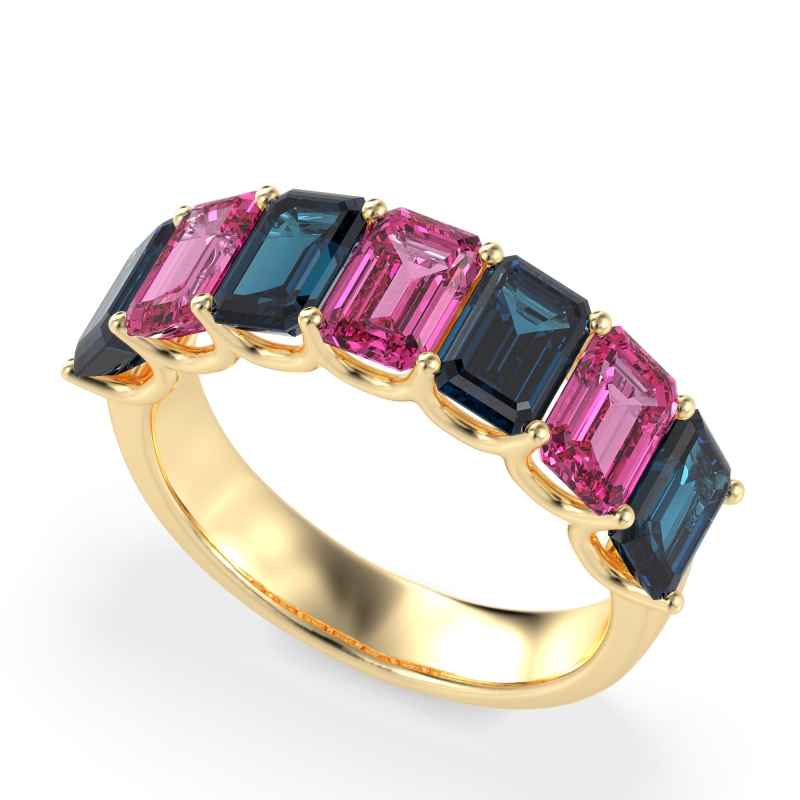 U Prong Half Eternity Emerald Cut Raha Band