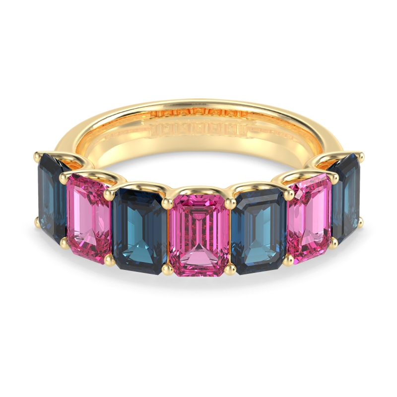 U Prong Half Eternity Emerald Cut Raha Band