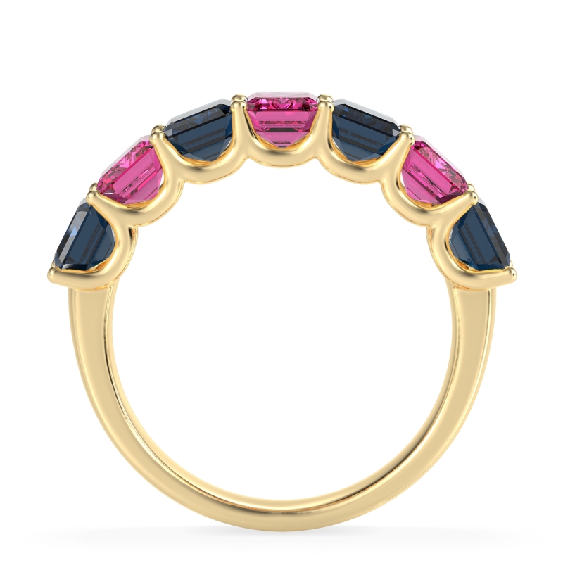 U Prong Half Eternity Emerald Cut Raha Band