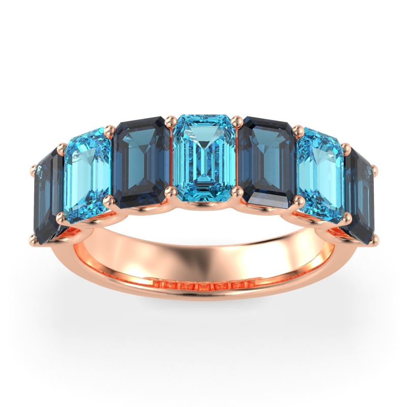 U Prong Half Eternity Emerald Cut Raha Band