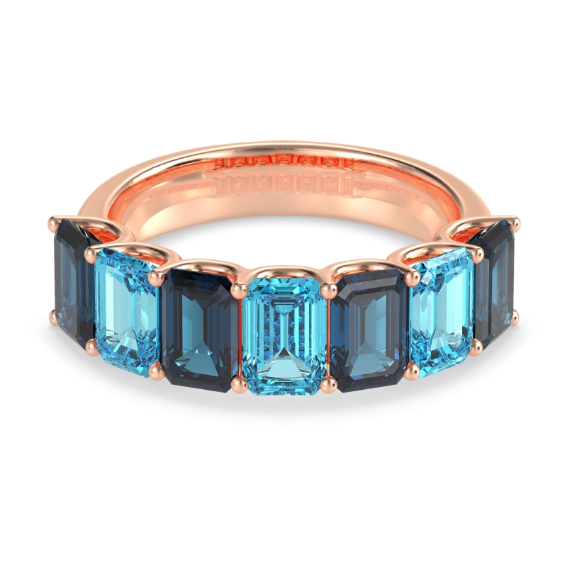 U Prong Half Eternity Emerald Cut Raha Band