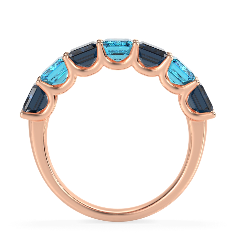 U Prong Half Eternity Emerald Cut Raha Band