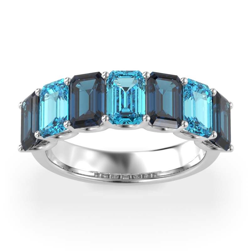 U Prong Half Eternity Emerald Cut Raha Band