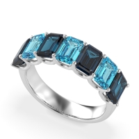 U Prong Half Eternity Emerald Cut Raha Band