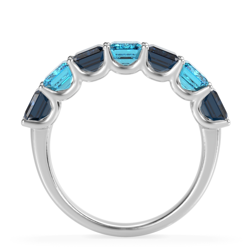 U Prong Half Eternity Emerald Cut Raha Band