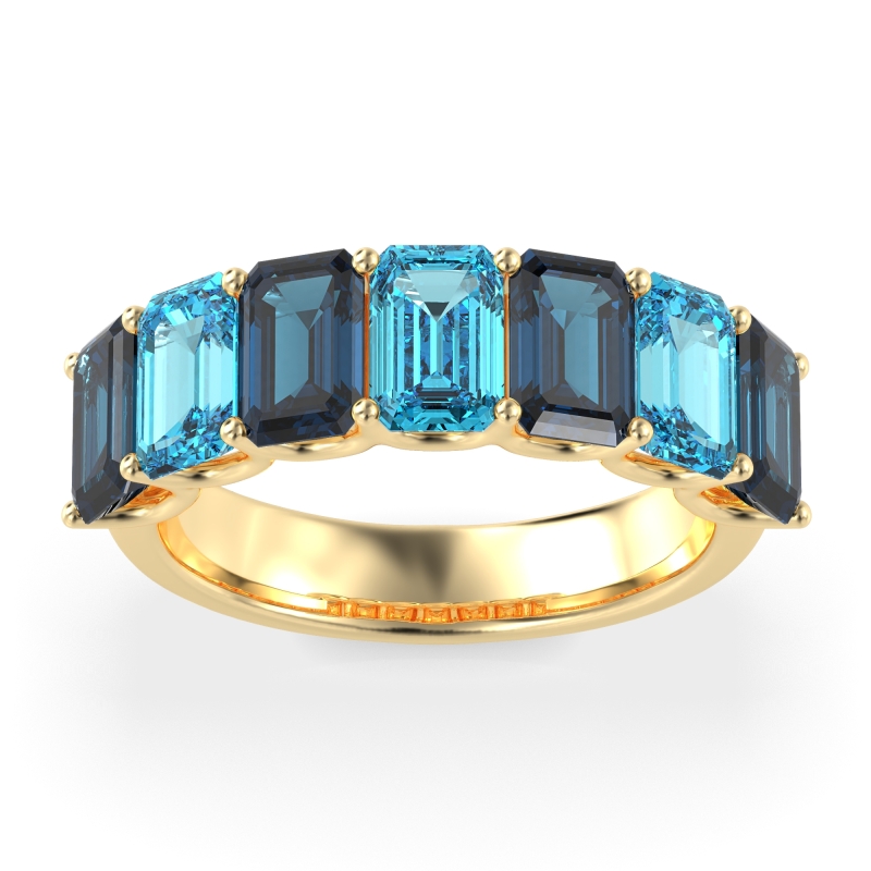 U Prong Half Eternity Emerald Cut Raha Band
