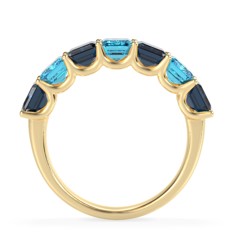 U Prong Half Eternity Emerald Cut Raha Band