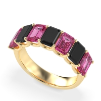 U Prong Half Eternity Emerald Cut Raha Band