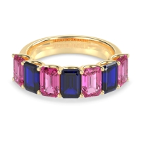 U Prong Half Eternity Emerald Cut Raha Band