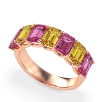 U Prong Half Eternity Emerald Cut Raha Band