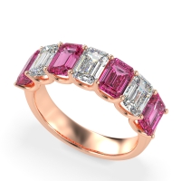 U Prong Half Eternity Emerald Cut Raha Band