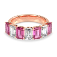 U Prong Half Eternity Emerald Cut Raha Band