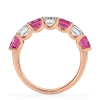 U Prong Half Eternity Emerald Cut Raha Band