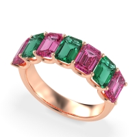 U Prong Half Eternity Emerald Cut Raha Band