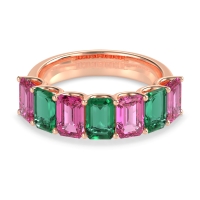 U Prong Half Eternity Emerald Cut Raha Band
