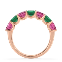 U Prong Half Eternity Emerald Cut Raha Band