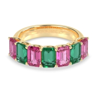 U Prong Half Eternity Emerald Cut Raha Band