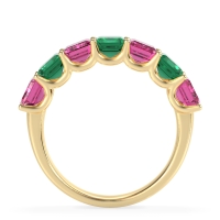 U Prong Half Eternity Emerald Cut Raha Band