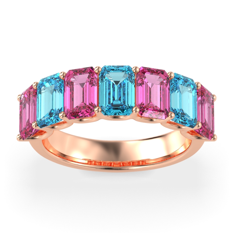 U Prong Half Eternity Emerald Cut Raha Band