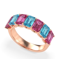 U Prong Half Eternity Emerald Cut Raha Band