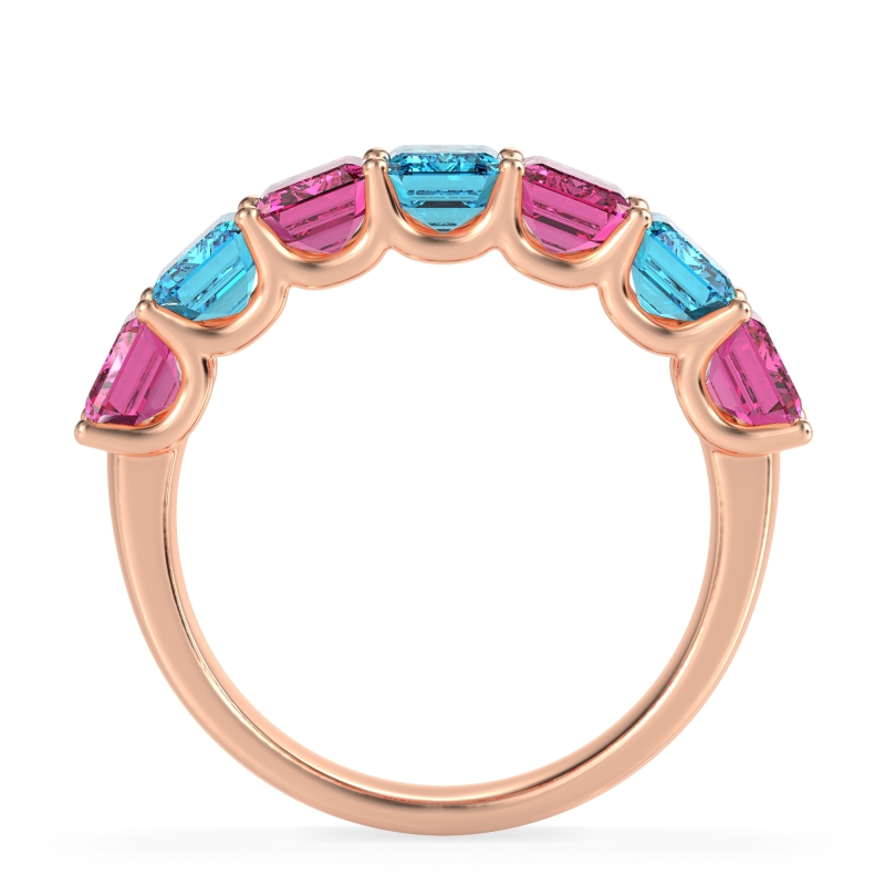 U Prong Half Eternity Emerald Cut Raha Band