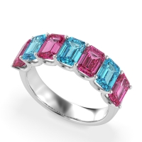 U Prong Half Eternity Emerald Cut Raha Band