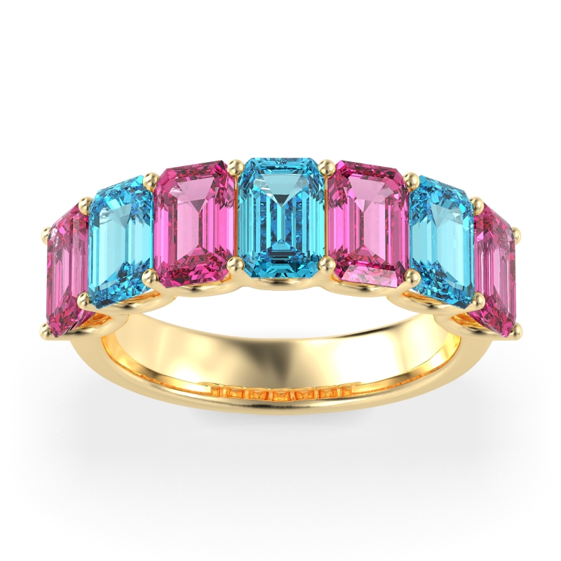 U Prong Half Eternity Emerald Cut Raha Band