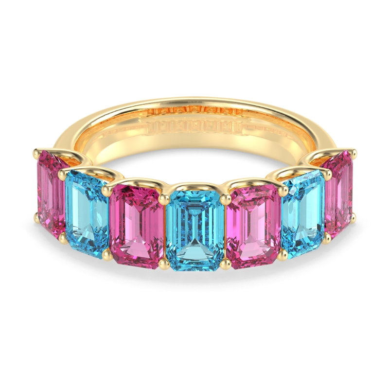 U Prong Half Eternity Emerald Cut Raha Band