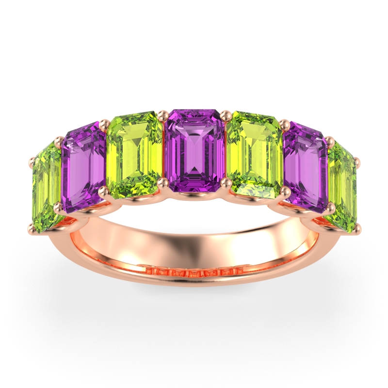 U Prong Half Eternity Emerald Cut Raha Band