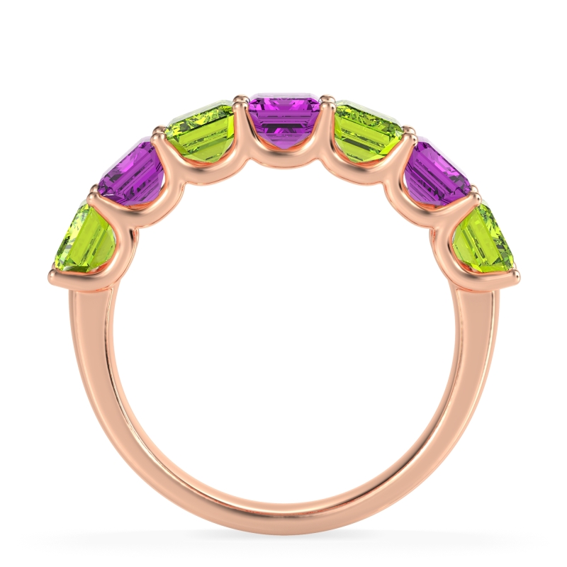 U Prong Half Eternity Emerald Cut Raha Band