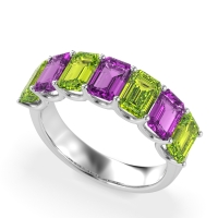 U Prong Half Eternity Emerald Cut Raha Band