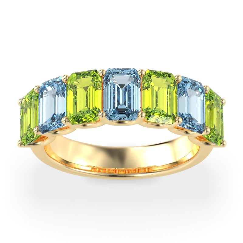 U Prong Half Eternity Emerald Cut Raha Band