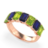 U Prong Half Eternity Emerald Cut Raha Band