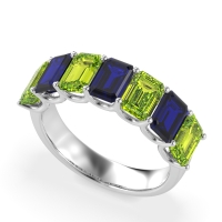 U Prong Half Eternity Emerald Cut Raha Band