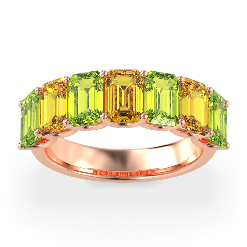 U Prong Half Eternity Emerald Cut Raha Band