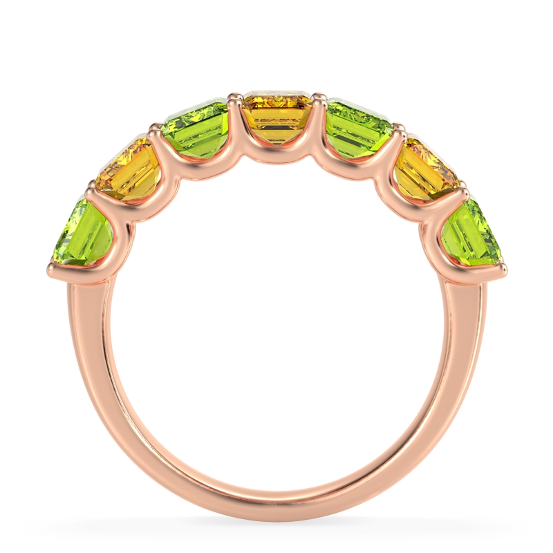 U Prong Half Eternity Emerald Cut Raha Band