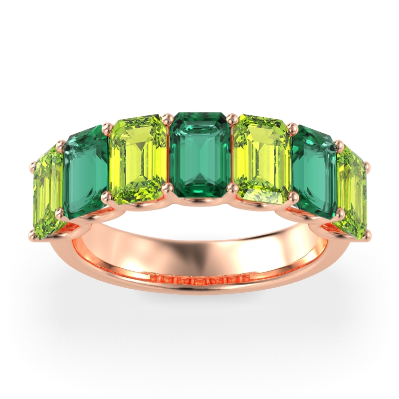 U Prong Half Eternity Emerald Cut Raha Band