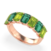 U Prong Half Eternity Emerald Cut Raha Band