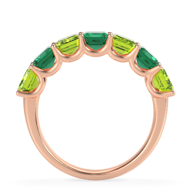 U Prong Half Eternity Emerald Cut Raha Band