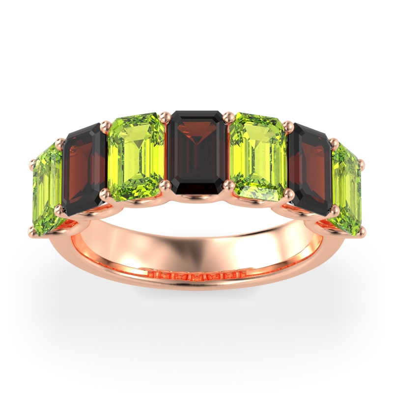U Prong Half Eternity Emerald Cut Raha Band