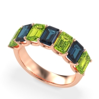 U Prong Half Eternity Emerald Cut Raha Band