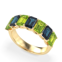 U Prong Half Eternity Emerald Cut Raha Band