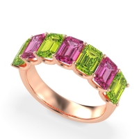 U Prong Half Eternity Emerald Cut Raha Band