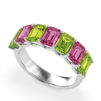 U Prong Half Eternity Emerald Cut Raha Band