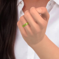 U Prong Half Eternity Emerald Cut Raha Band